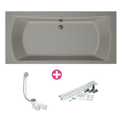 Ligbad Xenz Robijn | Inbouw | 180x80 cm | Incl.Badafvoer | Met overloop | Acryl | Cement mat
