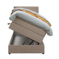 Leen Bakker - Boxspring Met Opbergruimte Liv Geblokt - 90x200 Cm - Stof - Beige