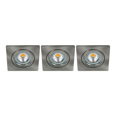 Set 3x Bella Ondiepe LED spot kantelbaar 5Watt vierkant NIKKEL dimbaar - interne driver