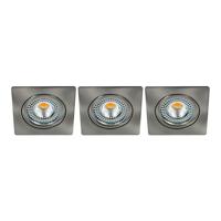 Set 3x Bella Ondiepe LED spot kantelbaar 5Watt vierkant NIKKEL dimbaar - interne driver
