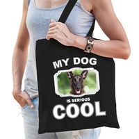 Mechelse herder honden tasje zwart volwassenen en kinderen - my dog serious is cool kado boodschappe