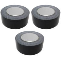 Ducttape rol - 3x - zwart - 50 meter - 50 mm breed - tape - taperol - Olie- en waterbestendig