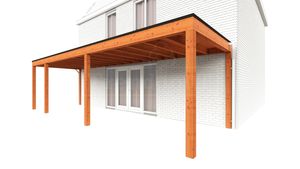 Trendhout Aanbouwveranda Modena 905x300 cm - model rechts- Plat dak- Hout- Trendhout
