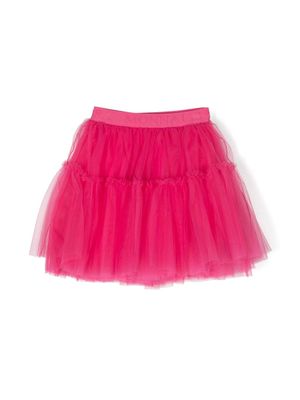 Monnalisa jupe en coton à taille à logo - Rose