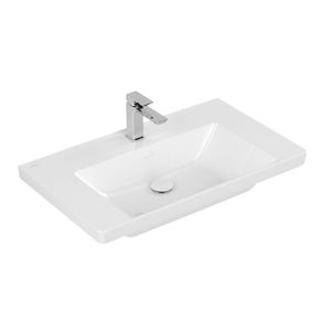 Wastafel Villeroy & Boch Subway 3.0 Met 1 Kraangat Zonder Overloop 80x47x16.5 cm Wit Alpin