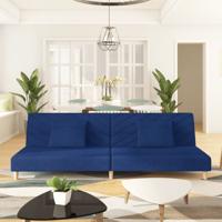 Slaapbank 2-zits met 2 kussens stof blauw