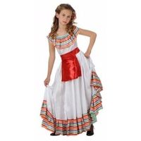 Mexicaans meisje kostuum met rood schortje 140 (10-12 jaar)  - - thumbnail