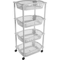 Keuken opberg trolley - 4 manden - licht grijs - 86 x 41 cm - roltafel