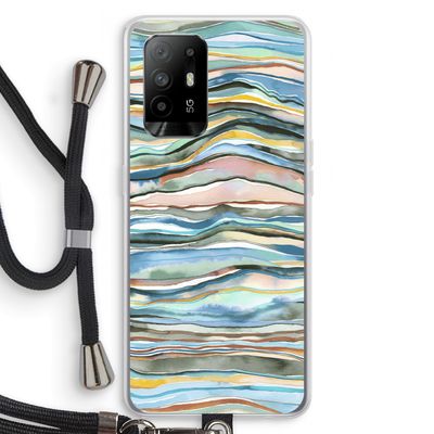 Watercolor Agate: Oppo A94 5G Transparant Hoesje met koord