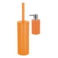 Spirella Badkamer accessoires set - WC-borstel/zeeppompje - oranje - Badkameraccessoireset - thumbnail