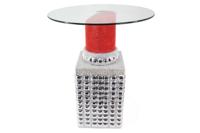 Bistrotafel LIPSTICK 75 cm rond met gehard glas rood zilver - 48040