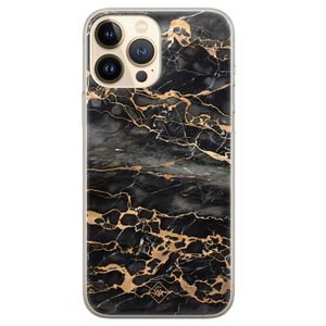 iPhone 13 Pro Max siliconen hoesje - Marmer grijs brons