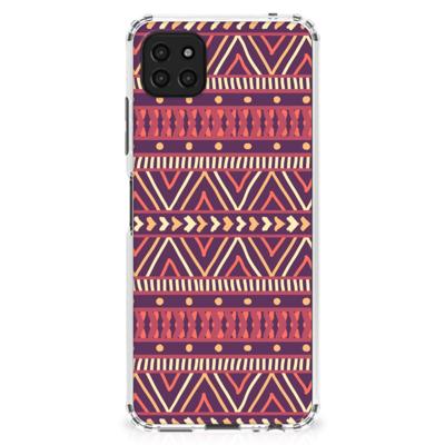 Samsung Galaxy A22 5G Doorzichtige Silicone Hoesje Aztec Paars Samsung Galaxy A22 5G Doorzichtige Silicone Hoesje Aztec Paars