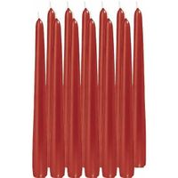 12x Rode dinerkaarsen 25 cm 8 branduren   -
