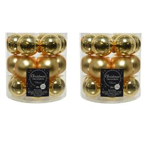 36x stuks kleine glazen kerstballen goud 4 cm mat/glans