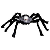 Fiestas Horror spin groot met doodskop - Halloween decoratie/versiering - zwart - 60 cm   - - thumbnail
