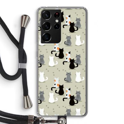 Katten: Samsung Galaxy S21 Ultra Transparant Hoesje met koord