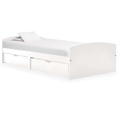Bedframe met 2 lades massief grenenhout wit 90x200 cm