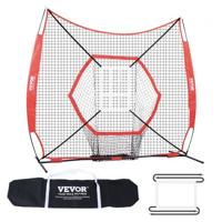 VEVOR 84" x 63" x 84" Honkbal Softbal Oefennet, Honkbal Pitching Net, Slaan, Catching, Pitching, Honkbaluitrusting Backstop Trainingshulpmiddelen met boogframe, draagtas en slagzone