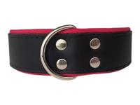 Leren hondenhalsband zwart / roze