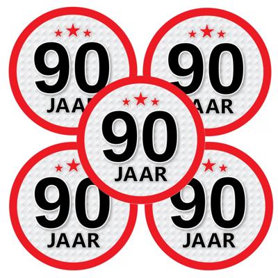 90 jaar leeftijd sticker - 10x - rond - Dia 15 cm - 90 jaar verjaardag - jubileum - leeftijd versier