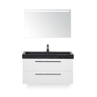 Seville Badmeubelset 100 cm - Wit Hoogglans - Wastafel Lucca 1 kraangat - met Sence Spiegel