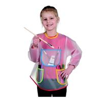 Kinder knutsel schort - verfschort - met zakken - transparant - Kliederschort voor kinderen