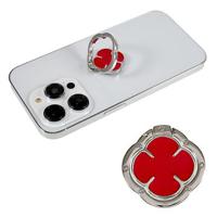 Clover Telefoon Ring Vinger Kickstand Back Stand Houder Beugel Metalen Grip Haak voor Smartphone - Rood