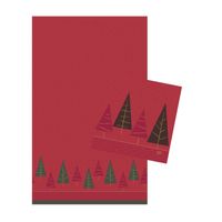 Kerstdiner tafelversiering set 2x - tafelkleed en servetten- rood - Tafellakens - thumbnail