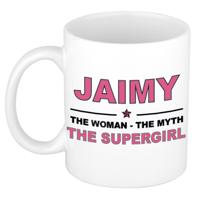 Jaimy cadeau mok - Woman Myth Supergirl - naam koffiemok - 300 ml - collega - moederdag
