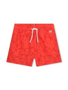 BOSS Kidswear short de bain à motif végétal - Rouge