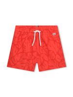 BOSS Kidswear short de bain à motif végétal - Rouge