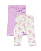 HEMA Baby Legging Rib Bloemen - 2 Stuks Lichtpaars (lichtpaars)