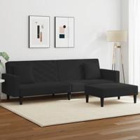 2-delige Loungeset met kussens fluweel zwart