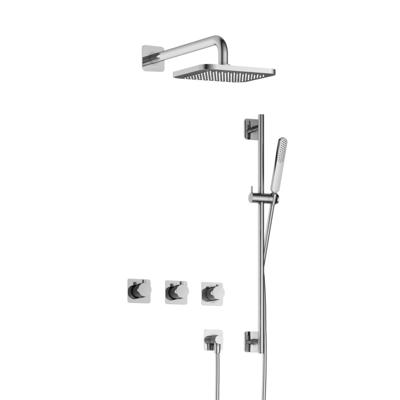 Hotbath Gal - Inbouw Regendoucheset - Chroom - 2 Stopkranen - Thermostatisch - Wandarm 35 cm - Hoofddouche 220 mm - Staafhanddouche - Glijstang 900 mm - V02