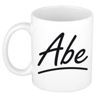 Abe Naam koffiemok - beker - met sierlijke letters - wit - 300 ml - Cadeau - Heren