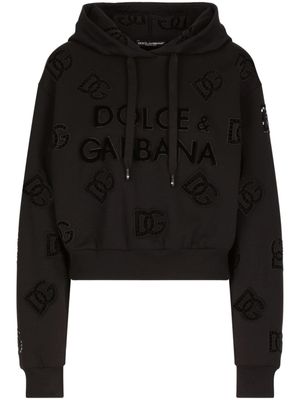 Dolce & Gabbana hoodie en coton mélangé à logo perforé - Noir