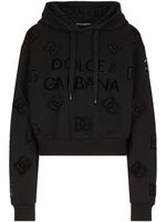 Dolce & Gabbana hoodie en coton mélangé à logo perforé - Noir