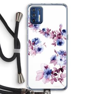 Waterverf bloemen: Motorola Moto G9 Plus Transparant Hoesje met koord