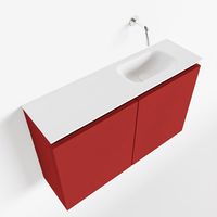 Toiletmeubel Mondiaz Ture | 80 cm | Meubelkleur Fire | Eden wastafel Talc Rechts | Zonder kraangat