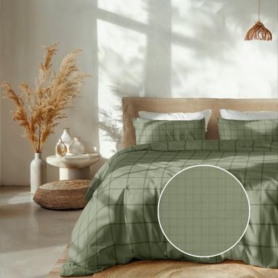 Dekbedovertrek Katoen Satijn Diamante Licht Groen Ruiten 260x200 Cm Verkoelend Heckett Lane - Dekbed-Discounter.nl