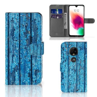 Motorola Moto G7 | G7 Plus | Book Style Case | Wood Blue