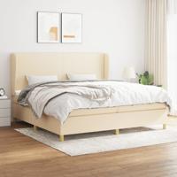 Boxspring met matras stof crèmekleurig 200x200 cm