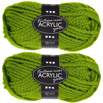 Hobby bolletje wol - 8x - acryl - groen - 35 mtr - garen - maxi bolletje - breien/haken