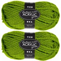 Hobby bolletje wol - 8x - acryl - groen - 35 mtr - garen - maxi bolletje - breien/haken Hobby bolletje wol - 8x - acryl - groen - 35 mtr - garen - maxi bolletje - breien/haken