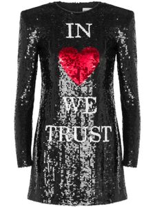 Moschino robe courte In Love We Trust à sequins - Noir