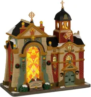 Lemax cathedral of eternal light verlichte kerk Caddington Village 2022