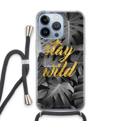 Stay wild: iPhone 13 Pro Transparant Hoesje met koord
