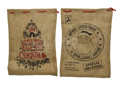 Jute Kerstzak 35x50cm Assorti 1st