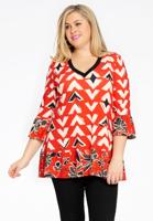 Yoek Shirt ruches MIX PRINT | Rood | Maat 54/56 Yoek Shirt ruches MIX PRINT | Rood | Maat 54/56